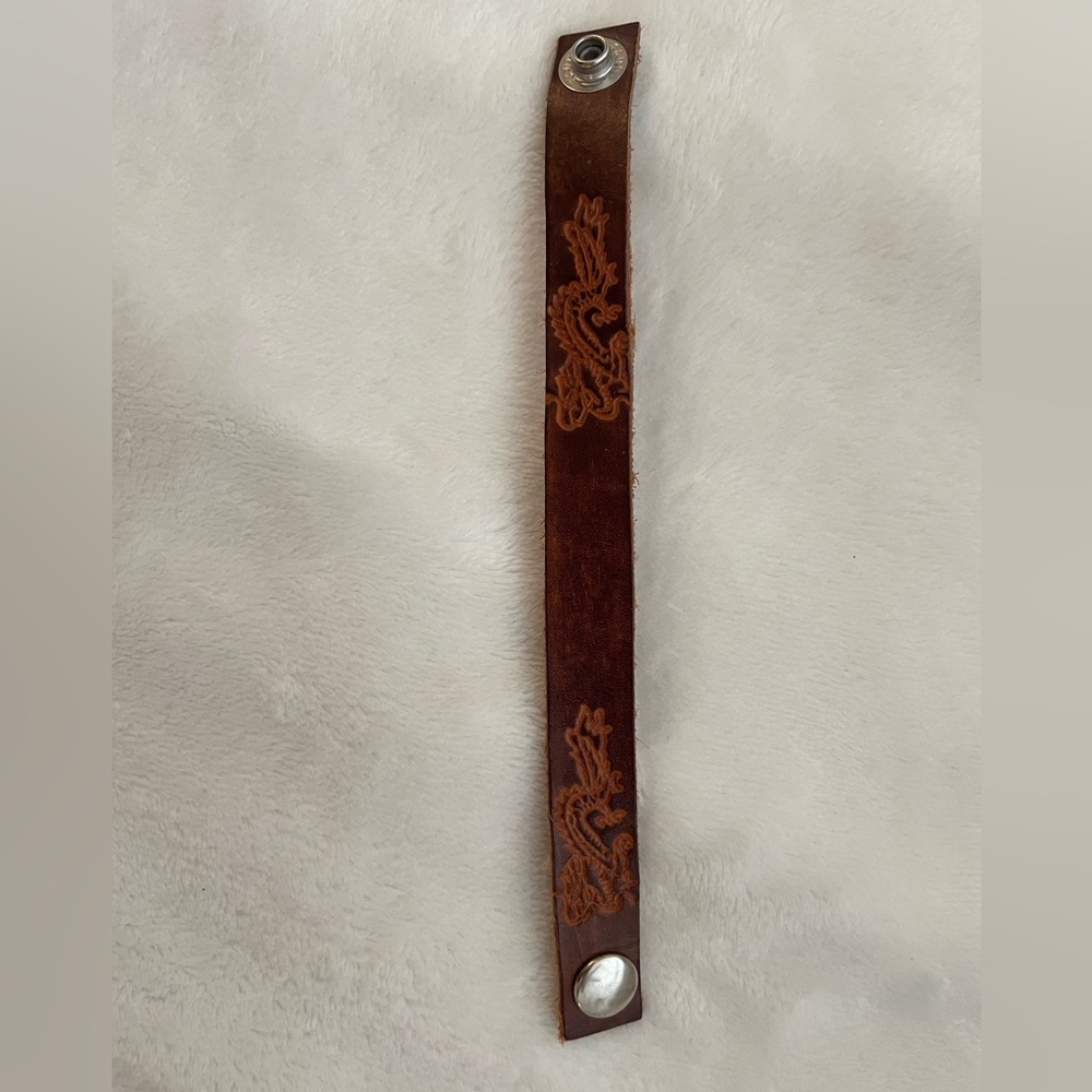 Artisan crafted leather bracelet.